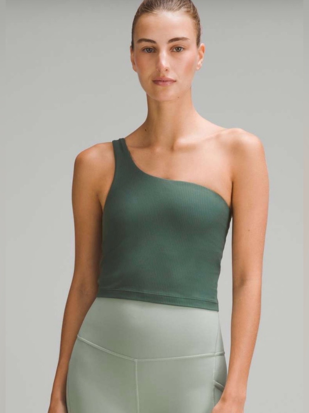 Lululemon Ribbed Nulu Asymmetrical Yoga Tank Top in Dark Forest | Size 6